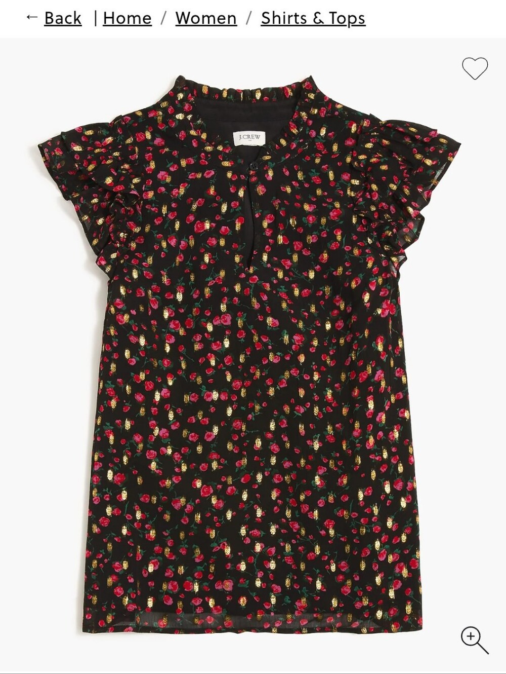 J.CREW Ruffleneck Flutter Sleeve Top - Women's Size XL